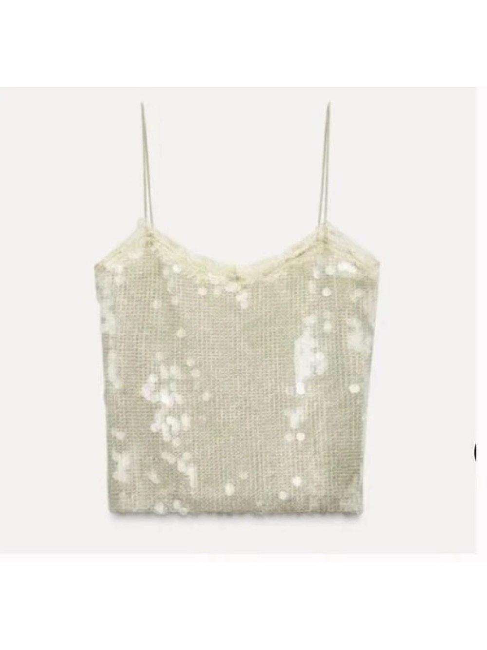 Zara Womens Sequin Camisole Cami Top Camisole Size M Small Clear
